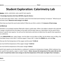 Student exploration calorimetry lab answers